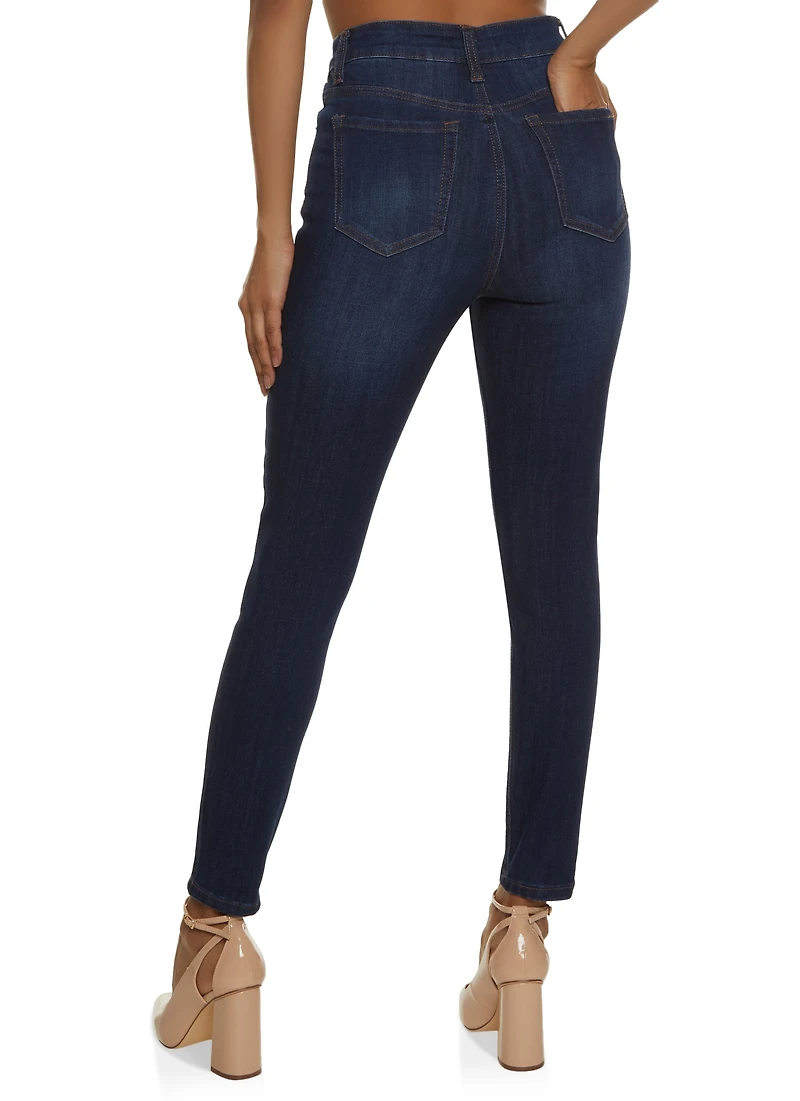 Womens WAX Whiskered High Waist Skinny Jeans, Blue, Size 1