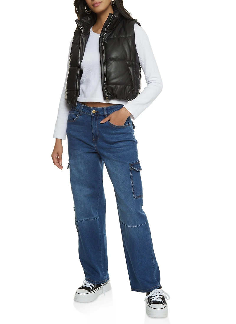 WAX Straight Leg Flap Pocket Cargo Jeans