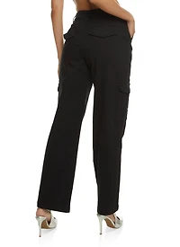 Womens Twill Wide Leg Cargo Pants,