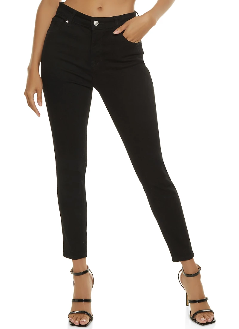 Womens WAX High Rise Solid Cropped Skinny Jeans,