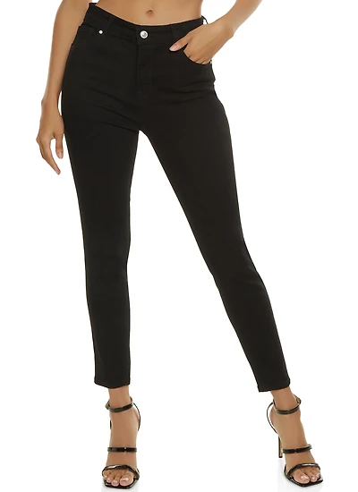Womens WAX High Rise Solid Cropped Skinny Jeans,