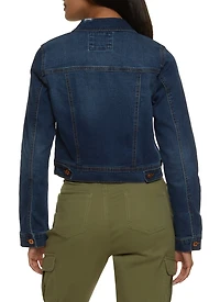 Womens WAX Distressed Denim Jacket, Blue, Size M