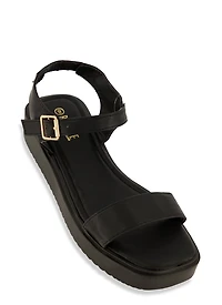 Solid Ankle Strap Flatform Sandals