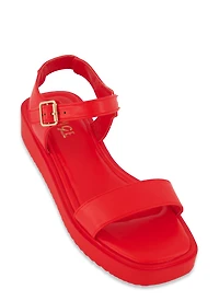 Solid Ankle Strap Flatform Sandals