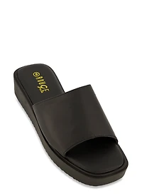 Solid Square Toe Platform Slide Sandals