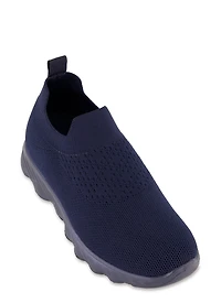 Textured Knit Pull Tab Slip On Sneakers