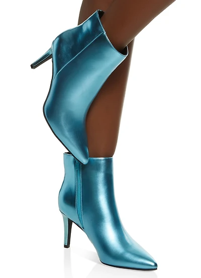 Pointed Toe Side Zip Stiletto Booties