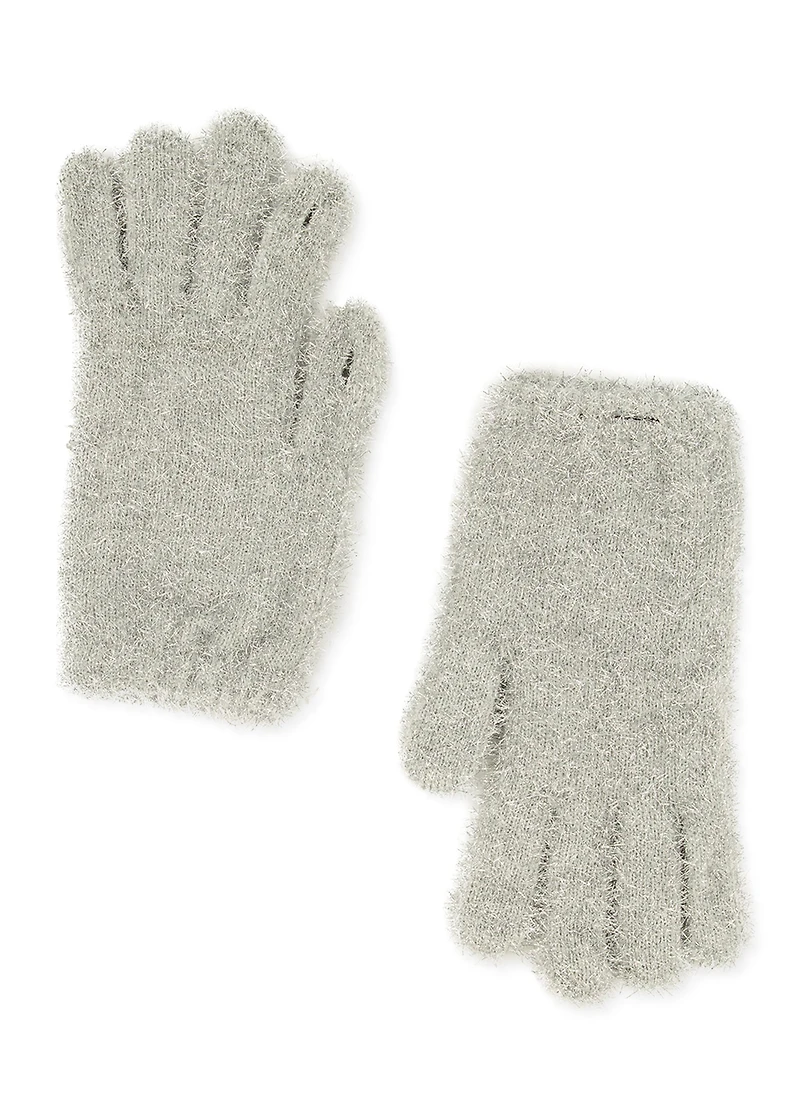 Womens Lurex Texting Gloves, Silver