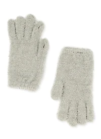 Womens Lurex Texting Gloves, Silver