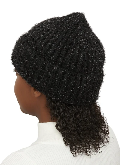 Womens Lurex Beanie, Black