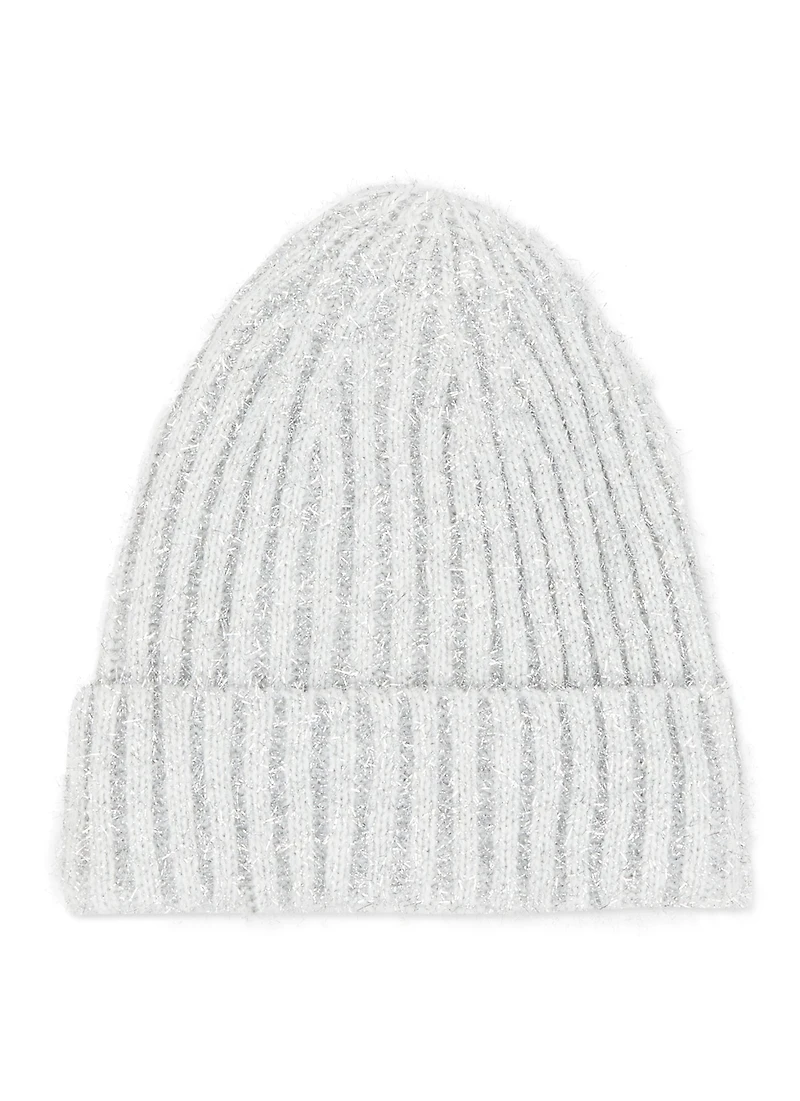 Womens Lurex Beanie, Silver