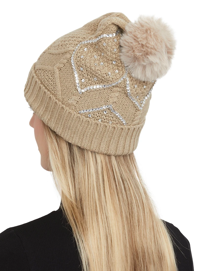 Rhinestone Pom Pom Beanie