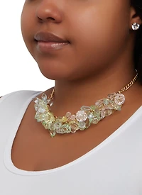 Crystal Teardrop Cluster Necklace and Stud Earrings