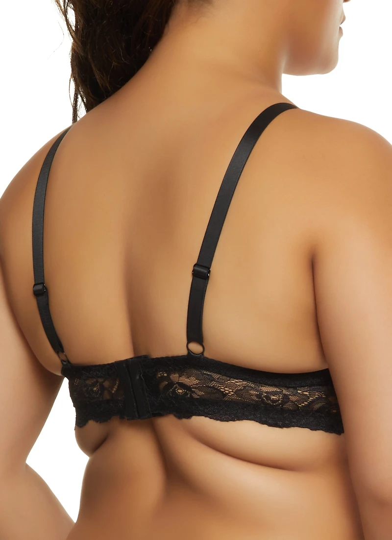 Plus Scalloped Lace Plunge Bra