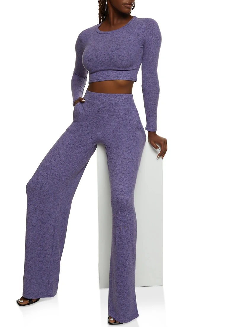 Brushed Knit Crew Neck Crop Top