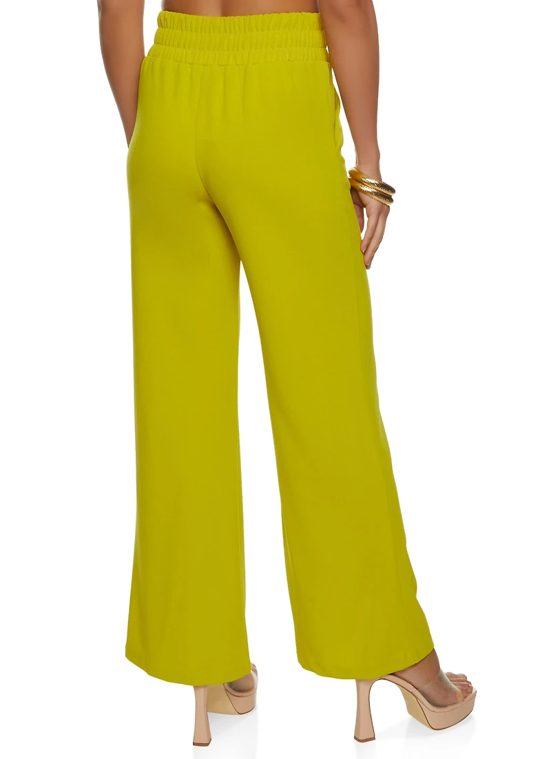 Tie Front Waist Wide Leg Pants