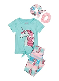 Toddler Girls Glitter Unicorn Graphic Tee and Leggings