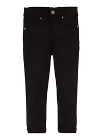 Little Girls Twill Hyperstretch Fixed Cuff Pants, Black, Size 4