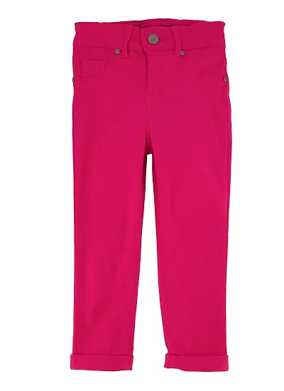 Little Girls Twill Hyperstretch Fixed Cuff Pants, Pink, Size 4
