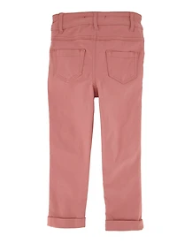 Little Girls Twill Hyperstretch Fixed Cuff Pants, Pink, Size 4