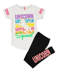 Girls Unicorn Squad Graphic Tee and Leggings Set