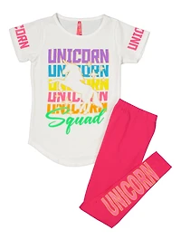 Girls Unicorn Squad Graphic Tee and Leggings Set