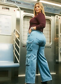 Plus High Waist Wide Leg Cargo Jeans