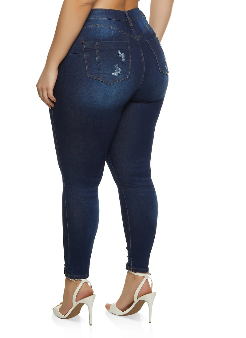 Plus WAX Distressed Push Up Skinny Jeans
