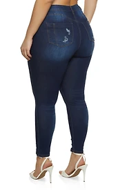 Plus WAX Distressed Push Up Skinny Jeans
