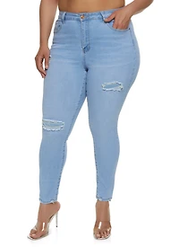 Plus WAX High Rise Distressed Skinny Jeans