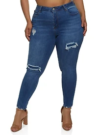 Plus WAX High Rise Distressed Skinny Jeans