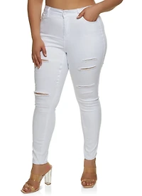 Plus WAX Distressed High Waist Jeans