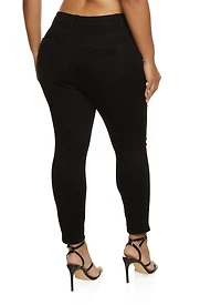 Womens Plus WAX Distressed Skinny Leg Jeans,