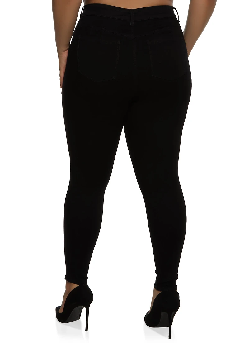 Womens Plus Size WAX Push Up High Rise Skinny Jeans, Black, Size 18
