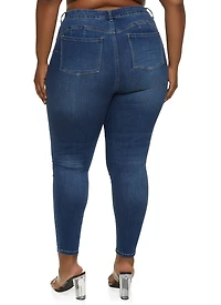 Womens Plus WAX Push Up High Rise Skinny Jeans, Blue,