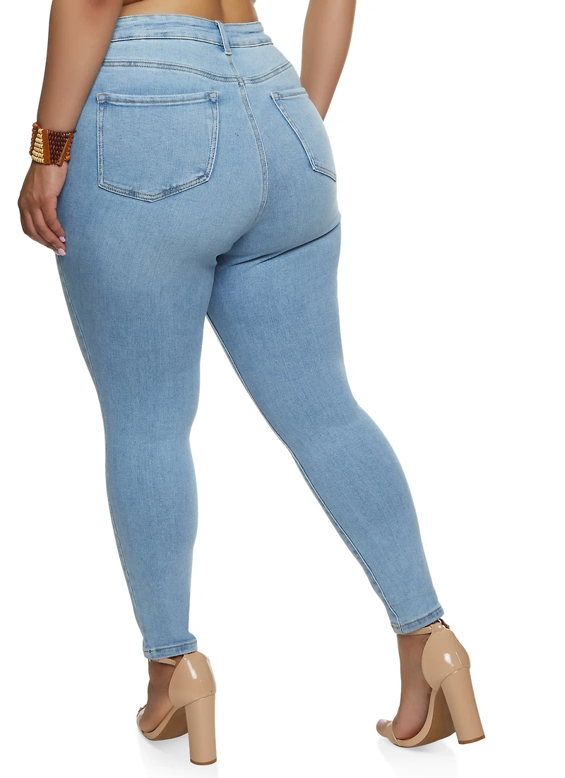 Womens Plus Size WAX Skinny Jeans, Blue, Size 20