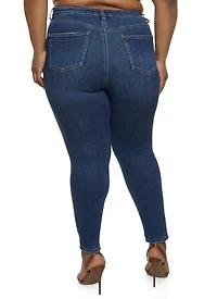 Womens Plus Size WAX Skinny Jeans, Blue, Size 18