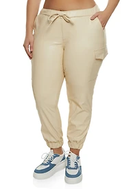 Plus Faux Leather Cargo Joggers