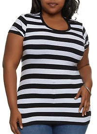Plus Striped Crew Neck Tee