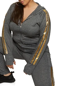 Plus Foiled Varsity Stripe Hoodie
