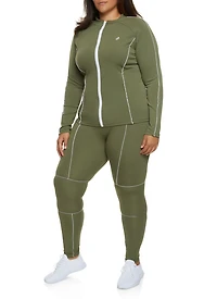 Womens Plus Contrast Piping Track Jacket, 2X