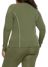 Womens Plus Contrast Piping Track Jacket, 2X