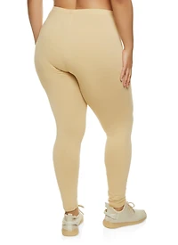 Womens Plus Size Basic High Rise Leggings, Khaki, Size 1X