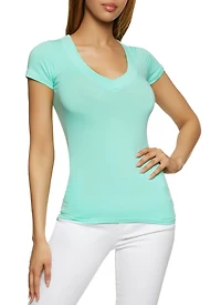 Solid V Neck Tee