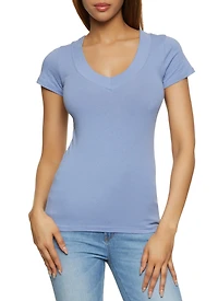 Solid V Neck Tee