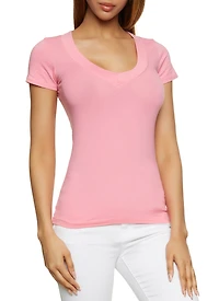 Solid V Neck Tee