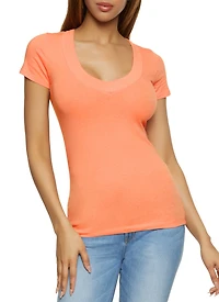 Solid V Neck Tee