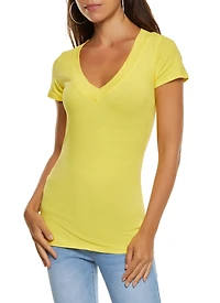 Solid V Neck Tee