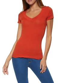 Solid V Neck Tee