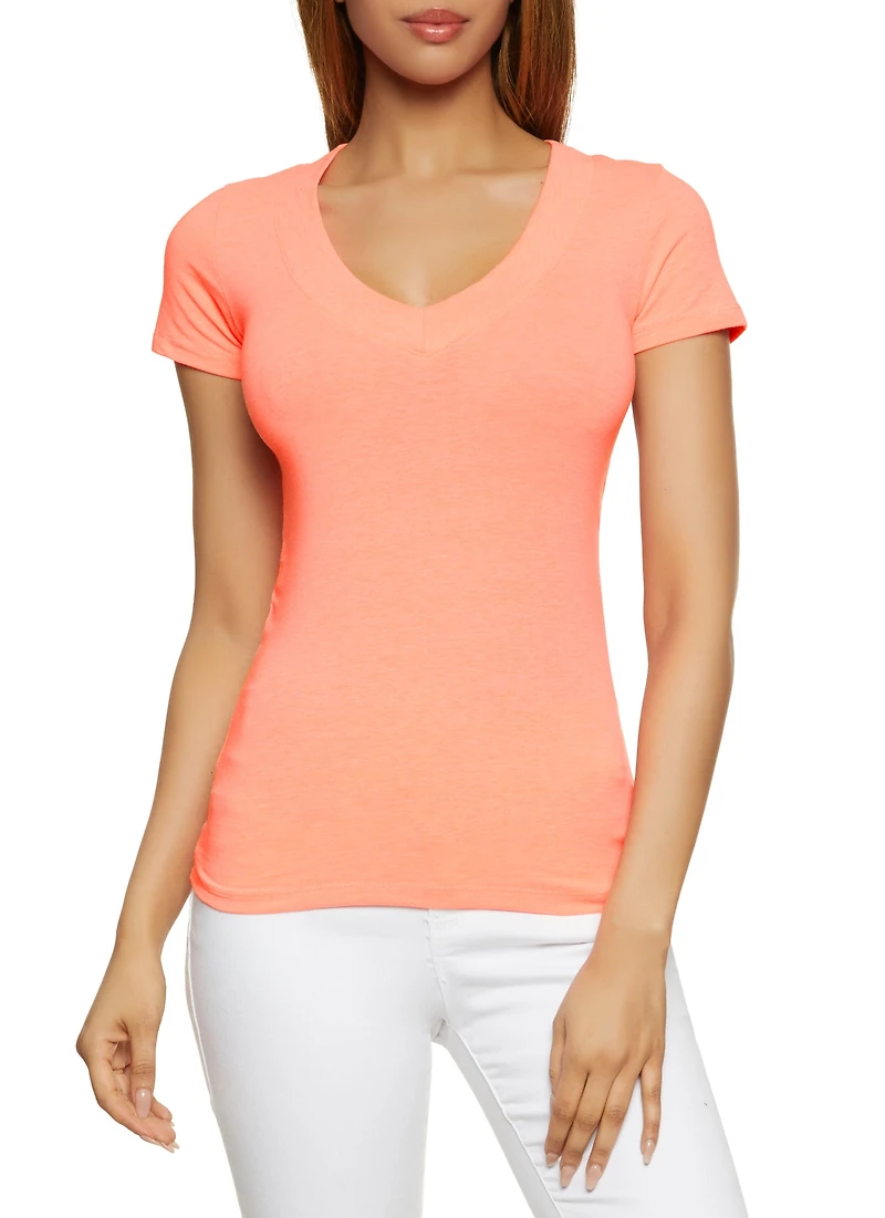 Solid V Neck Tee